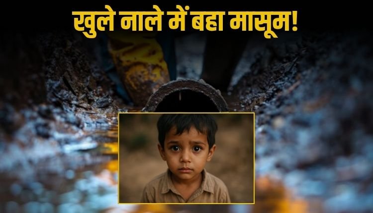 खुले नाले में फिसला डेढ़ साल का मासूम, तेज बहाव में बहा