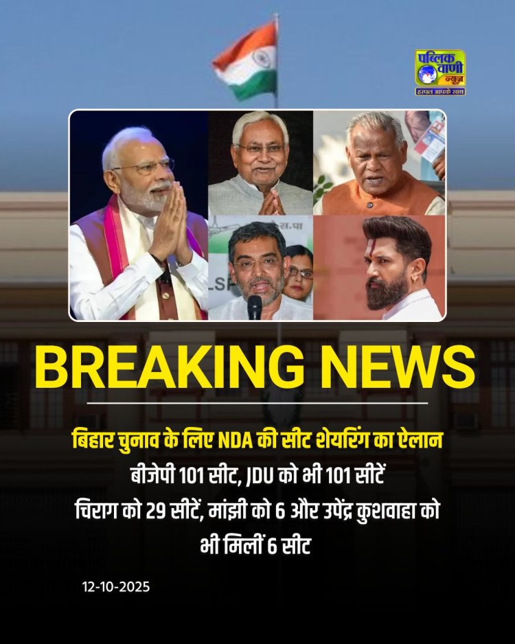 बिहार चुनाव में NDA की सीट शेयरिंग फाइनल, बीजेपी और जदयू दोनों 101-101 सीटों पर लड़ेंगे चुनाव