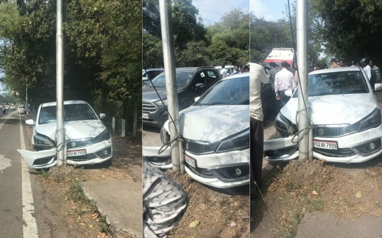 भोपाल: शाहपुरा लेक के पास कार खंभे से टकराई, चालक को अचानक आया हार्ट अटैक