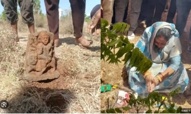 खंडवा में पहाड़ से निकली 'मां की दिव्य मूर्ति'