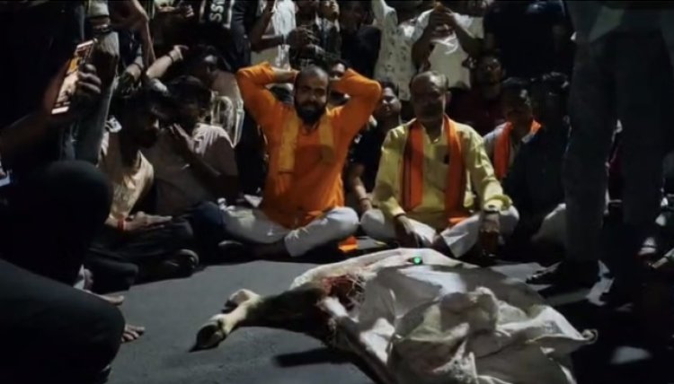 Bhopal काली मंदिर के बाहर मवेशी के अवशेष मिलने से हंगामा, लोगों ने किया चक्काजाम