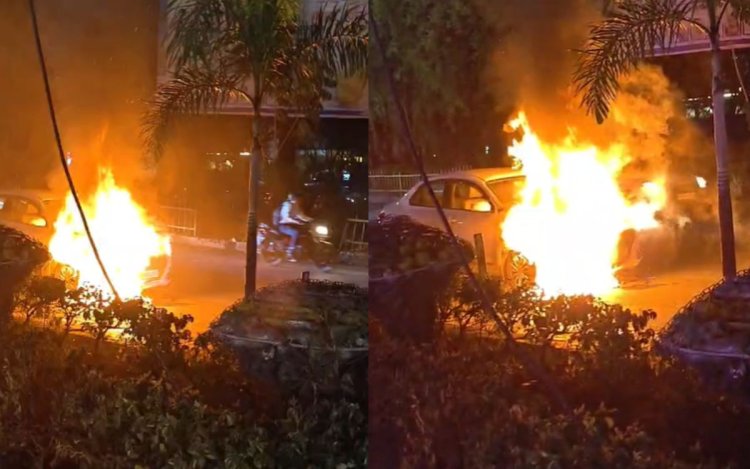 इंदौर में चलती कार में लगी आग, परिवार सुरक्षित बाहर निकला