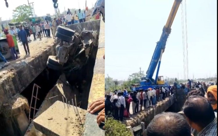 सरिया से लदा ट्रक नहर में गिरा, तीन की दर्दनाक मौत