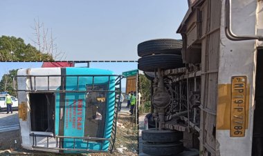 मैहर में बड़ा सड़क हादसा: कटनी जा रही बस पलटी, कई यात्री घायल