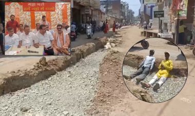 सतना में गड्ढों से नाराज़ व्यापारियों का हंगामा, बोले– शहर को गड्ढा मुक्त करो या हमें ही गड्ढों में भर दो