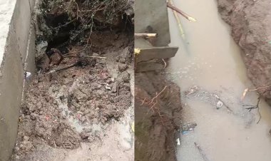 पहली बारिश में धंसी लाखों की लागत से बनी मठियाटोला रोड की पुलिया, निर्माण गुणवत्ता पर उठे सवाल