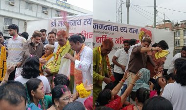 विधायक आरिफ मसूद ने जगन्नाथ यात्रा का किया स्वागत, श्रद्धालुओं पर की पुष्प वर्षा