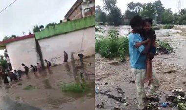Maihar: उफनते पानी में बहा मासूम, ग्रामीणों ने बचाई जान