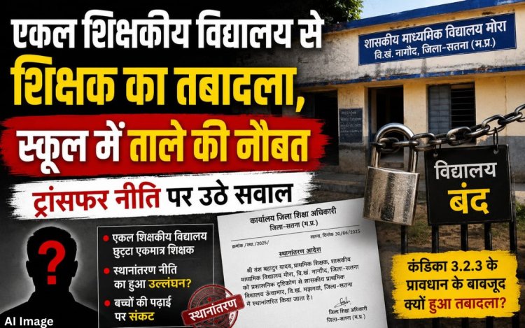 एकल शिक्षकीय विद्यालय से शिक्षक का तबादला, स्कूल में ताले की नौबत; ट्रांसफर नीति पर उठे सवाल