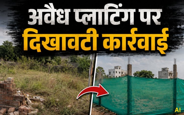 भोपाल में अवैध प्लाटिंग पर सिर्फ दिखावटी कार्रवाई! बाउंड्री वाल तोड़ी, अब नेट की जाली लगाकर फिर शुरू हुआ काम