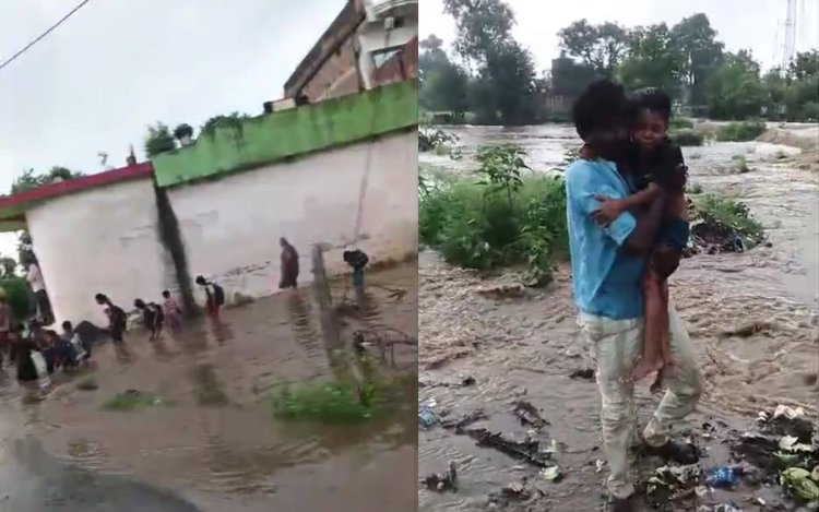 Maihar: उफनते पानी में बहा मासूम, ग्रामीणों ने बचाई जान