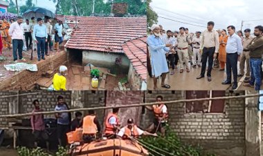 मऊगंज में बारिश से जलभराव, कमिश्नर-कलेक्टर ने किया निरीक्षण, 3 मजदूर रेस्क्यू