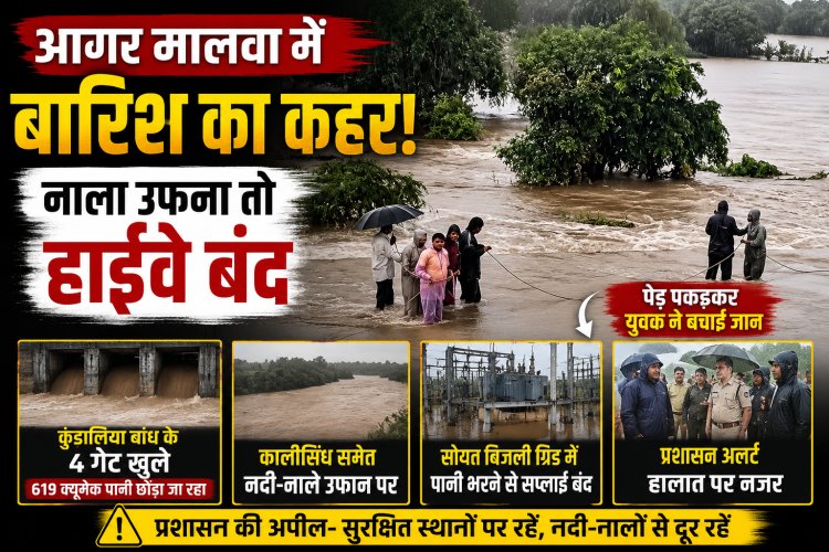 आगर मालवा में भारी बारिश से बिगड़े हालात, नाला उफना तो हाईवे बंद
