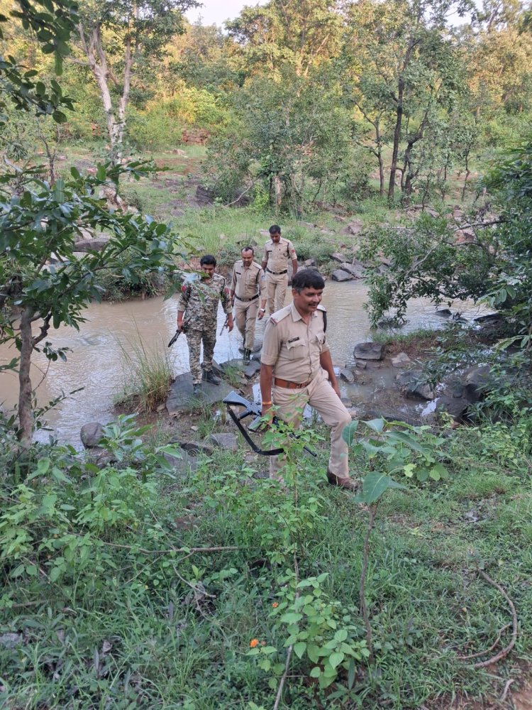 MP-UP बॉर्डर के जंगल में संदिग्धों की तलाश, पुलिस ने की सर्चिंग