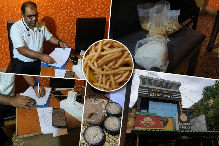 चाउमीन में कीड़ा मिलने की शिकायत पर फूड स्ट्रीट रेस्टोरेंट में छापा, चाउमीन-पनीर के सैंपल लिए