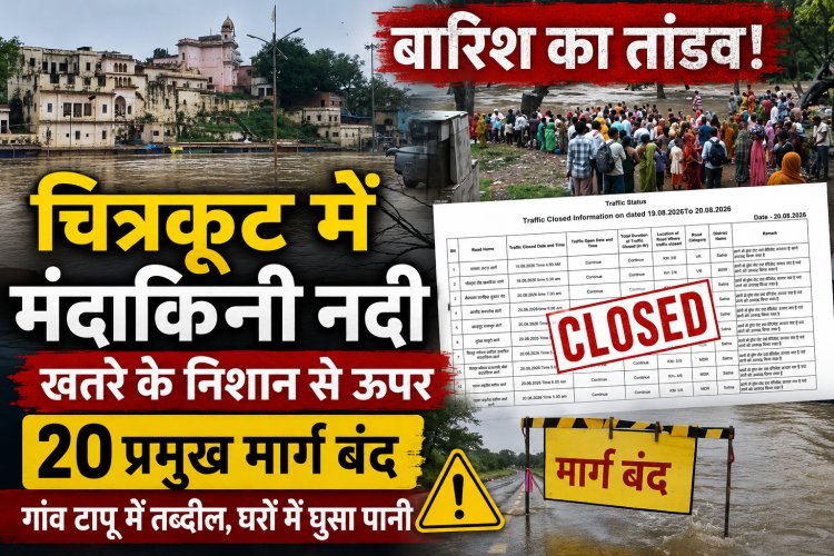 चित्रकूट में बारिश का तांडव, मंदाकिनी खतरे के निशान से ऊपर, सतना-मैहर में 20 प्रमुख मार्ग बंद