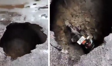 Lucknow Road Collapse : लखनऊ में यूनिवर्सिटी रोड पर सड़क धंसी, 8 फिट गहरे गड्ढे में गिरा बाइक सवार