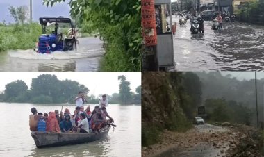 Bihar Flood Alert : बिहार के 14 जिलों में हाहाकार, 5000 स्कूल बंद; बाराबंकी में बह गए घर