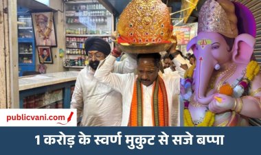 1 करोड़ के स्वर्ण मुकुट से सजे Raipur के Ganpati: 750 ग्राम सोने-रत्नों से तैयार मुकुट के दर्शन को उमड़ी भीड़
