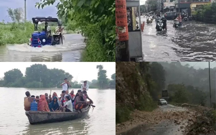Bihar Flood Alert : बिहार के 14 जिलों में हाहाकार, 5000 स्कूल बंद; बाराबंकी में बह गए घर