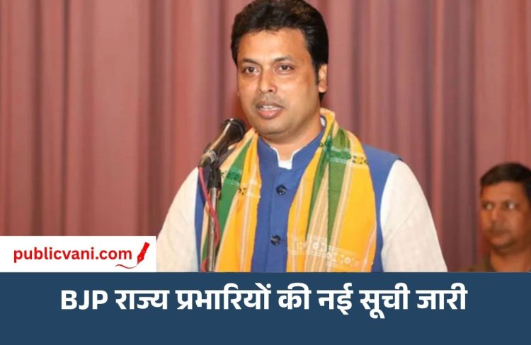 BJP में संगठन स्तर पर बड़ा बदलाव: MP में Biplab Deb को मिली जिम्मेदारी, सभी राज्य में प्रभारियों और सह-प्रभारियों की नई नियुक्तियां