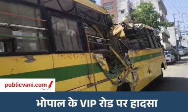 VIP रोड पर खंबे से टकराई कॉलेज की बस : 11 छात्र घायल, आंख-हाथ में आईं चोटें